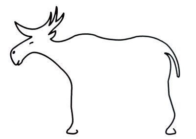 Schwarz-weißer Elefanten-Strichzeichnung, einfaches Tierbild, minimalistischer Umriss, handgezeichnetes Kunstwerk, Tierillustration für Kinder und Tierliebhaber.