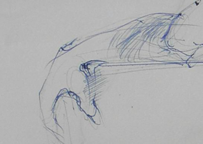 Eigentümliche Katze Skizze in Blau, kreative Kunstzeichnung für Hundeliebhaber, handgezeichnetes Tierkunstwerk für Katzenfreunde.