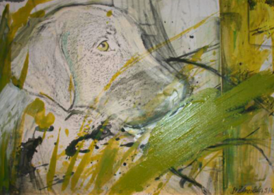Farbevolle abstrakte Katzenkunst, modernes Gemälde, kreative Wanddekoration, Tierkunst, black and yellow, handgemaltes Bild, Wohnraumgestaltung, einzigartige Kunstwerke, handgemalte Tierporträts, Sono Cats de.