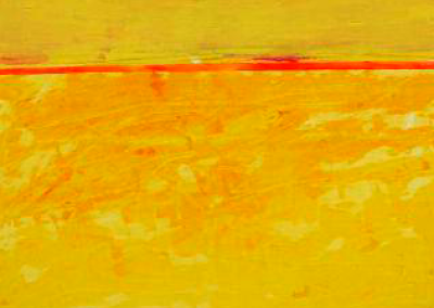 Farbige abstrakte Kunst mit Gelb- und Orangetönen, minimalistische Komposition.