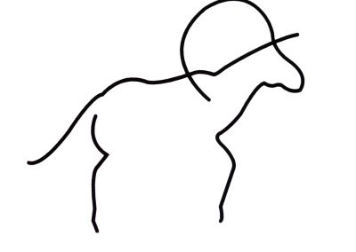 Schwarze Silhouette eines Einhorns im minimalistischen Stil, Liniezeichnung, Vektorillustration.