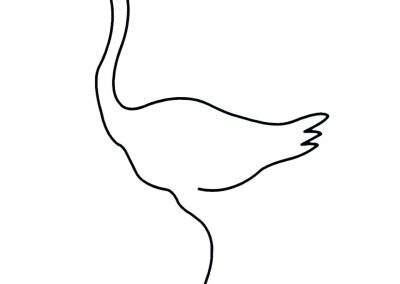 Schwarz-weiße Linzeichnung eines Vogels, minimalistisch und stilvoll.